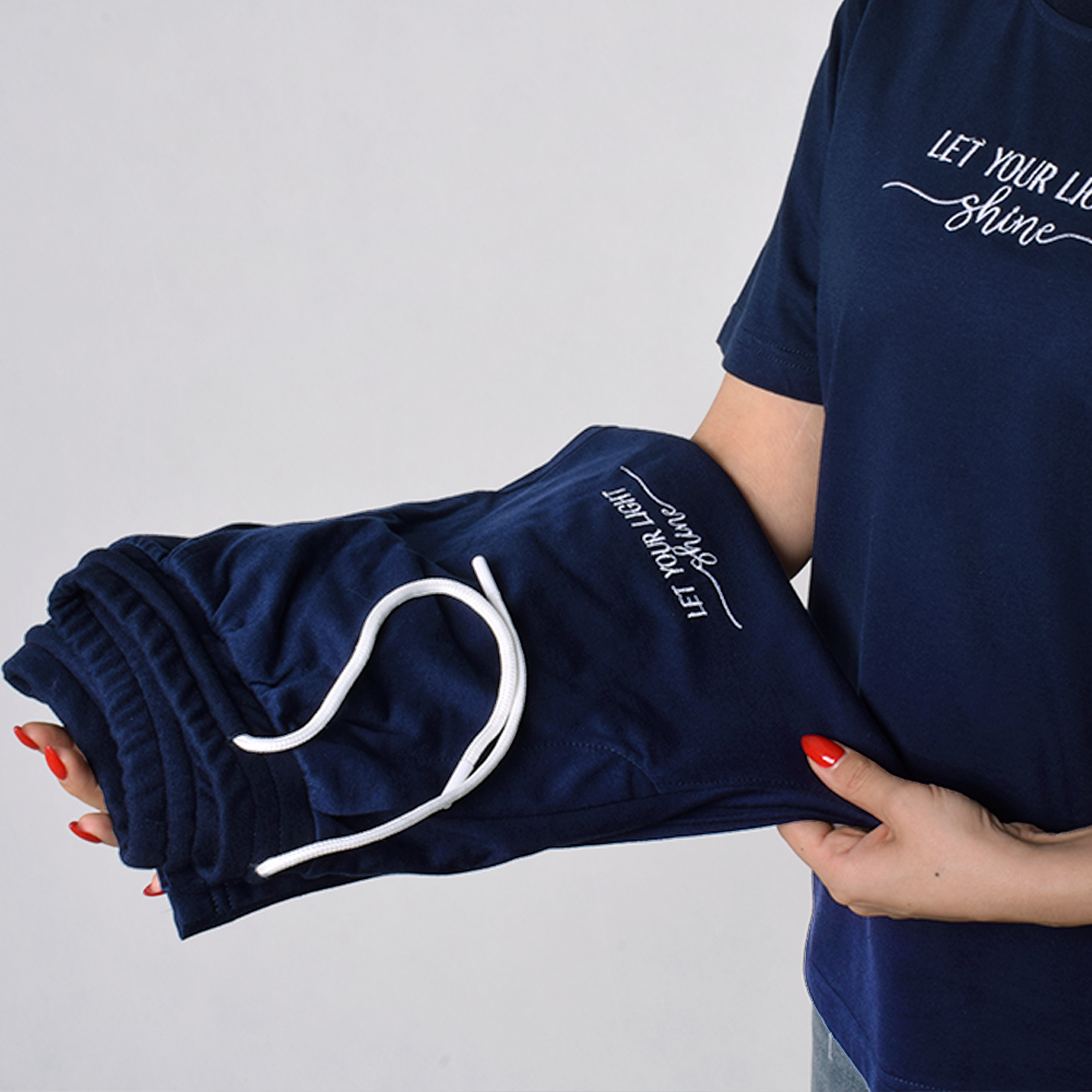 ست تیشرت شلوارک زنانه گلدوزی