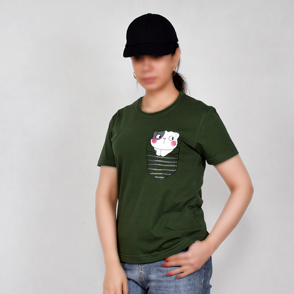تیشرت زنانه طرح گربه