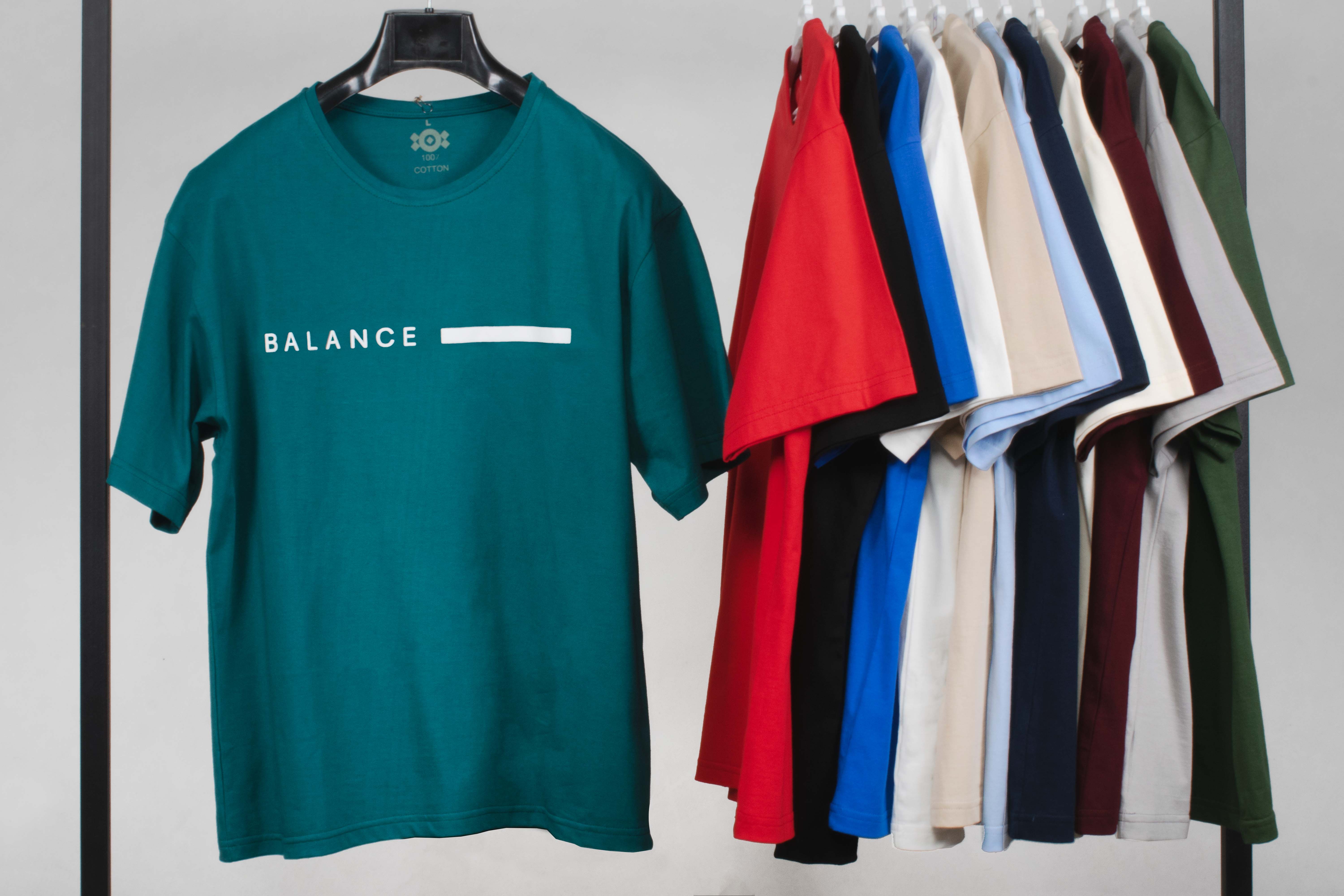 تیشرت مردانه بیسیک طرح BALANCE