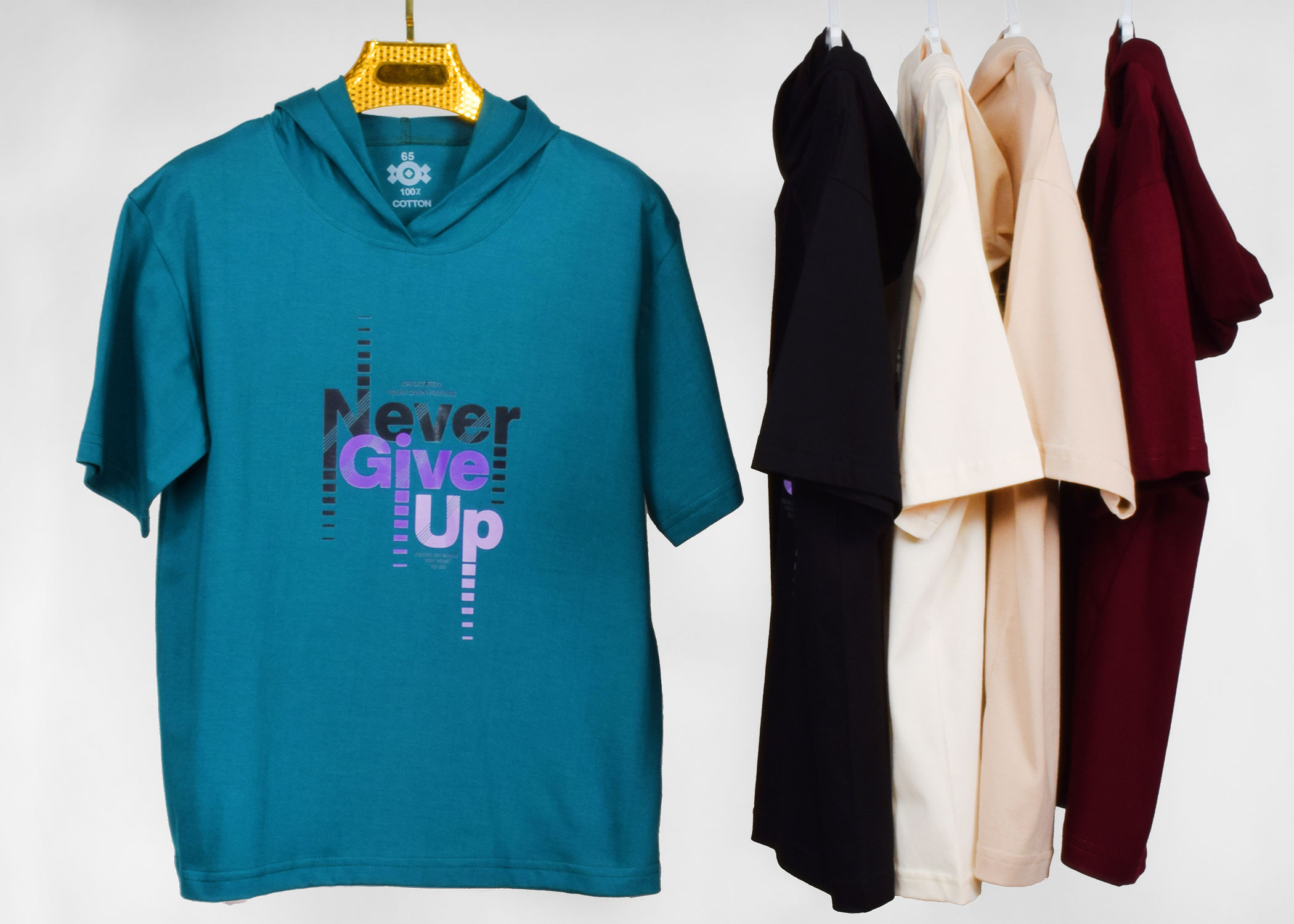تیشرت کلاهدار زنانه NEVER GIVE UP
