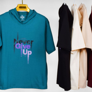 تیشرت کلاهدار زنانه NEVER GIVE UP